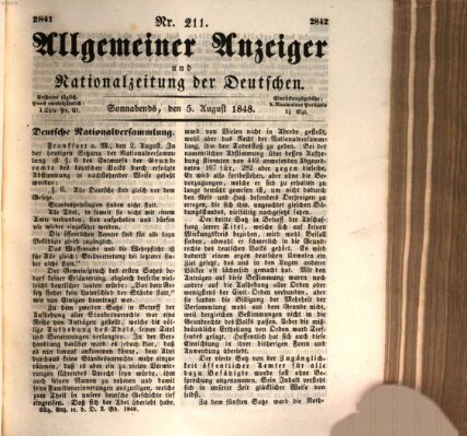 Allgemeiner Anzeiger und Nationalzeitung der Deutschen (Allgemeiner Anzeiger der Deutschen) Samstag 5. August 1848