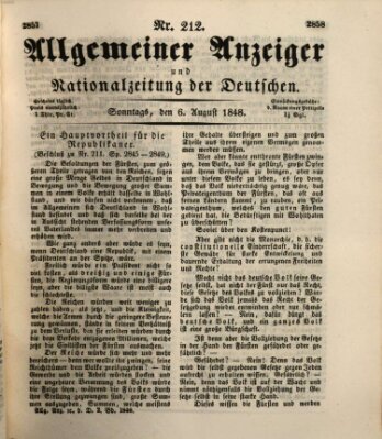 Allgemeiner Anzeiger und Nationalzeitung der Deutschen (Allgemeiner Anzeiger der Deutschen) Sonntag 6. August 1848