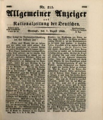 Allgemeiner Anzeiger und Nationalzeitung der Deutschen (Allgemeiner Anzeiger der Deutschen) Montag 7. August 1848