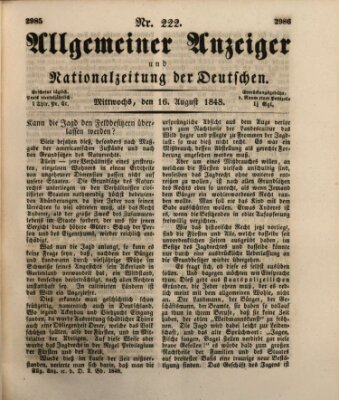 Allgemeiner Anzeiger und Nationalzeitung der Deutschen (Allgemeiner Anzeiger der Deutschen) Mittwoch 16. August 1848