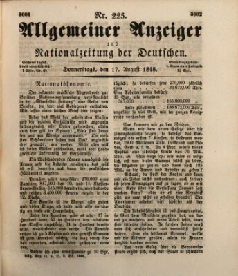 Allgemeiner Anzeiger und Nationalzeitung der Deutschen (Allgemeiner Anzeiger der Deutschen) Donnerstag 17. August 1848