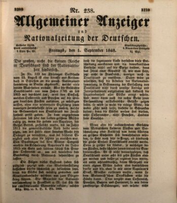 Allgemeiner Anzeiger und Nationalzeitung der Deutschen (Allgemeiner Anzeiger der Deutschen) Freitag 1. September 1848