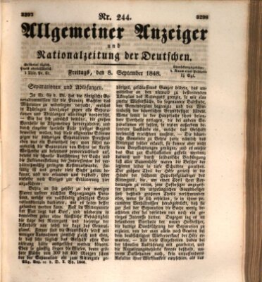 Allgemeiner Anzeiger und Nationalzeitung der Deutschen (Allgemeiner Anzeiger der Deutschen) Freitag 8. September 1848