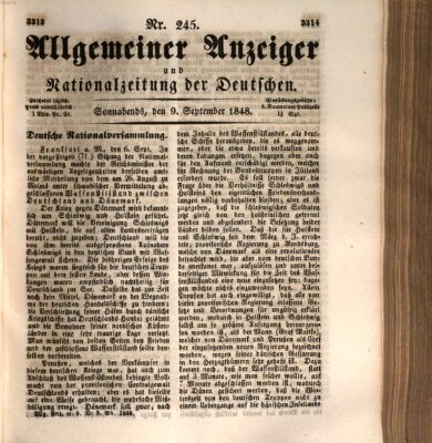 Allgemeiner Anzeiger und Nationalzeitung der Deutschen (Allgemeiner Anzeiger der Deutschen) Samstag 9. September 1848