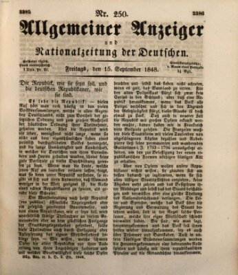 Allgemeiner Anzeiger und Nationalzeitung der Deutschen (Allgemeiner Anzeiger der Deutschen) Freitag 15. September 1848