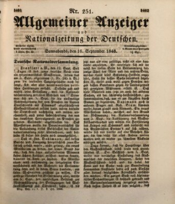 Allgemeiner Anzeiger und Nationalzeitung der Deutschen (Allgemeiner Anzeiger der Deutschen) Samstag 16. September 1848