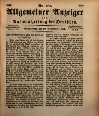 Allgemeiner Anzeiger und Nationalzeitung der Deutschen (Allgemeiner Anzeiger der Deutschen) Samstag 30. September 1848