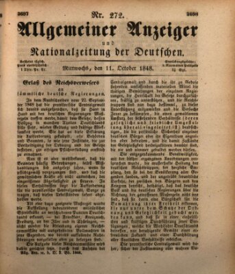 Allgemeiner Anzeiger und Nationalzeitung der Deutschen (Allgemeiner Anzeiger der Deutschen) Mittwoch 11. Oktober 1848