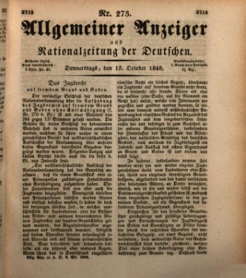 Allgemeiner Anzeiger und Nationalzeitung der Deutschen (Allgemeiner Anzeiger der Deutschen) Donnerstag 12. Oktober 1848