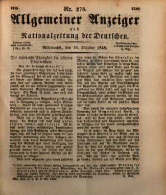 Allgemeiner Anzeiger und Nationalzeitung der Deutschen (Allgemeiner Anzeiger der Deutschen) Mittwoch 18. Oktober 1848