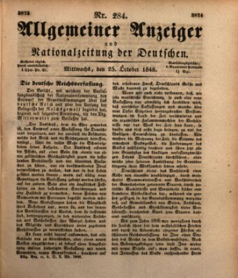 Allgemeiner Anzeiger und Nationalzeitung der Deutschen (Allgemeiner Anzeiger der Deutschen) Mittwoch 25. Oktober 1848