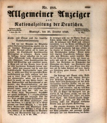 Allgemeiner Anzeiger und Nationalzeitung der Deutschen (Allgemeiner Anzeiger der Deutschen) Montag 30. Oktober 1848