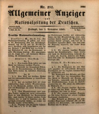 Allgemeiner Anzeiger und Nationalzeitung der Deutschen (Allgemeiner Anzeiger der Deutschen) Freitag 3. November 1848