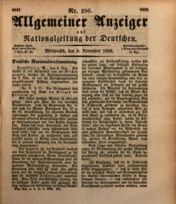 Allgemeiner Anzeiger und Nationalzeitung der Deutschen (Allgemeiner Anzeiger der Deutschen) Mittwoch 8. November 1848