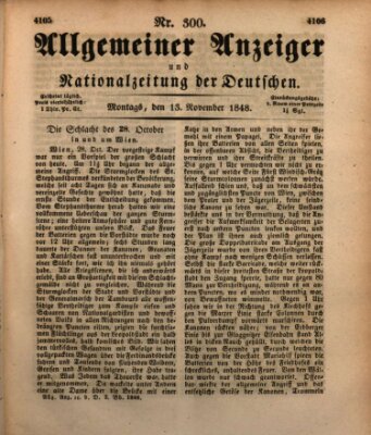 Allgemeiner Anzeiger und Nationalzeitung der Deutschen (Allgemeiner Anzeiger der Deutschen) Montag 13. November 1848