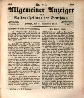 Allgemeiner Anzeiger und Nationalzeitung der Deutschen (Allgemeiner Anzeiger der Deutschen) Freitag 24. November 1848