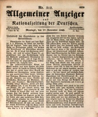 Allgemeiner Anzeiger und Nationalzeitung der Deutschen (Allgemeiner Anzeiger der Deutschen) Montag 27. November 1848