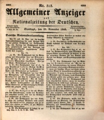 Allgemeiner Anzeiger und Nationalzeitung der Deutschen (Allgemeiner Anzeiger der Deutschen) Dienstag 28. November 1848