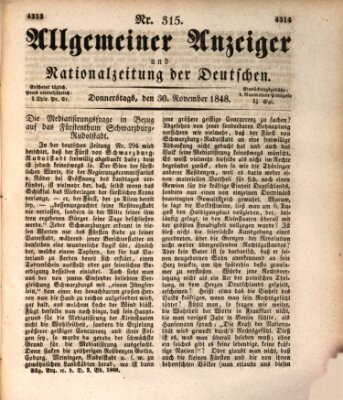 Allgemeiner Anzeiger und Nationalzeitung der Deutschen (Allgemeiner Anzeiger der Deutschen) Donnerstag 30. November 1848