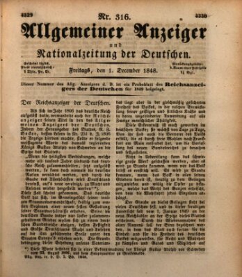 Allgemeiner Anzeiger und Nationalzeitung der Deutschen (Allgemeiner Anzeiger der Deutschen) Freitag 1. Dezember 1848