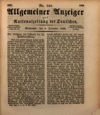 Allgemeiner Anzeiger und Nationalzeitung der Deutschen (Allgemeiner Anzeiger der Deutschen) Mittwoch 6. Dezember 1848