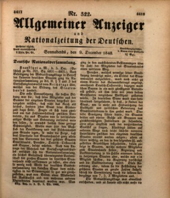 Allgemeiner Anzeiger und Nationalzeitung der Deutschen (Allgemeiner Anzeiger der Deutschen) Samstag 9. Dezember 1848