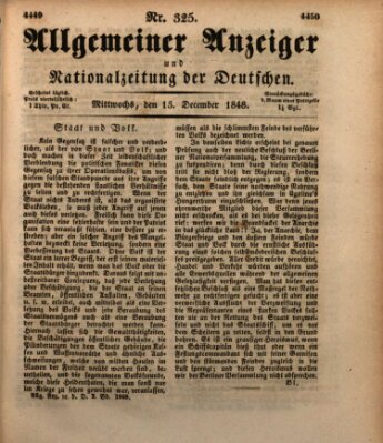 Allgemeiner Anzeiger und Nationalzeitung der Deutschen (Allgemeiner Anzeiger der Deutschen) Mittwoch 13. Dezember 1848