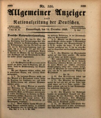 Allgemeiner Anzeiger und Nationalzeitung der Deutschen (Allgemeiner Anzeiger der Deutschen) Donnerstag 14. Dezember 1848