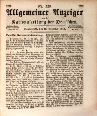 Allgemeiner Anzeiger und Nationalzeitung der Deutschen (Allgemeiner Anzeiger der Deutschen) Samstag 16. Dezember 1848