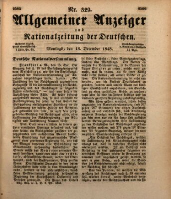 Allgemeiner Anzeiger und Nationalzeitung der Deutschen (Allgemeiner Anzeiger der Deutschen) Montag 18. Dezember 1848