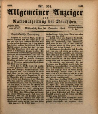 Allgemeiner Anzeiger und Nationalzeitung der Deutschen (Allgemeiner Anzeiger der Deutschen) Mittwoch 20. Dezember 1848