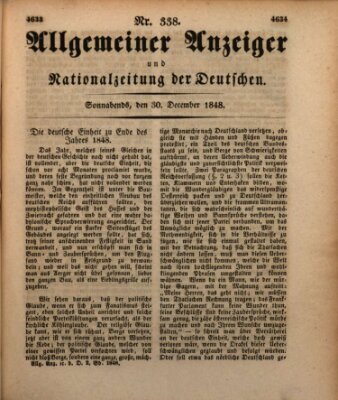 Allgemeiner Anzeiger und Nationalzeitung der Deutschen (Allgemeiner Anzeiger der Deutschen) Samstag 30. Dezember 1848