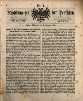 Reichsanzeiger der Deutschen (Allgemeiner Anzeiger der Deutschen) Mittwoch 2. Januar 1850