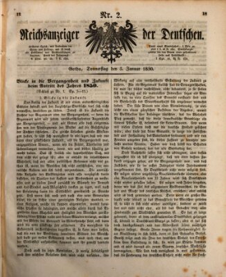 Reichsanzeiger der Deutschen (Allgemeiner Anzeiger der Deutschen) Donnerstag 3. Januar 1850