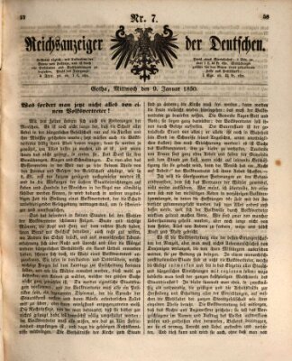 Reichsanzeiger der Deutschen (Allgemeiner Anzeiger der Deutschen) Mittwoch 9. Januar 1850