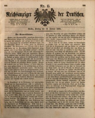 Reichsanzeiger der Deutschen (Allgemeiner Anzeiger der Deutschen) Freitag 18. Januar 1850