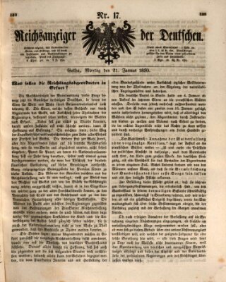 Reichsanzeiger der Deutschen (Allgemeiner Anzeiger der Deutschen) Montag 21. Januar 1850