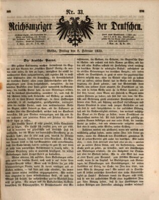 Reichsanzeiger der Deutschen (Allgemeiner Anzeiger der Deutschen) Freitag 8. Februar 1850