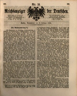 Reichsanzeiger der Deutschen (Allgemeiner Anzeiger der Deutschen) Samstag 9. Februar 1850