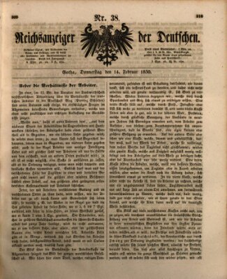 Reichsanzeiger der Deutschen (Allgemeiner Anzeiger der Deutschen) Donnerstag 14. Februar 1850