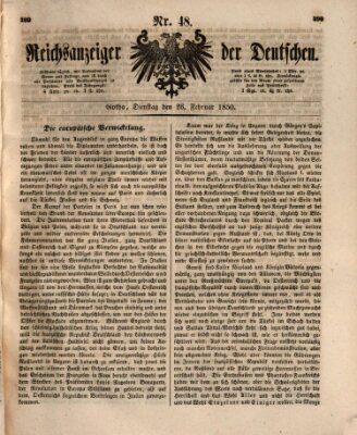 Reichsanzeiger der Deutschen (Allgemeiner Anzeiger der Deutschen) Dienstag 26. Februar 1850