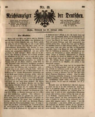 Reichsanzeiger der Deutschen (Allgemeiner Anzeiger der Deutschen) Mittwoch 27. Februar 1850