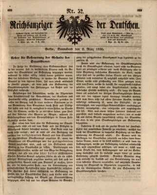 Reichsanzeiger der Deutschen (Allgemeiner Anzeiger der Deutschen) Samstag 2. März 1850