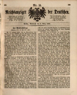 Reichsanzeiger der Deutschen (Allgemeiner Anzeiger der Deutschen) Mittwoch 6. März 1850