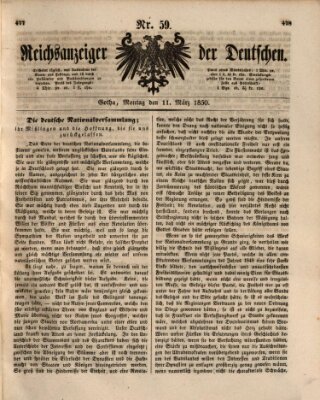 Reichsanzeiger der Deutschen (Allgemeiner Anzeiger der Deutschen) Montag 11. März 1850