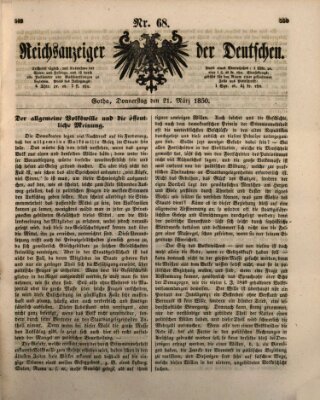 Reichsanzeiger der Deutschen (Allgemeiner Anzeiger der Deutschen) Donnerstag 21. März 1850