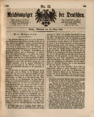 Reichsanzeiger der Deutschen (Allgemeiner Anzeiger der Deutschen) Mittwoch 27. März 1850