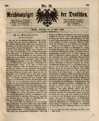 Reichsanzeiger der Deutschen (Allgemeiner Anzeiger der Deutschen) Dienstag 2. April 1850