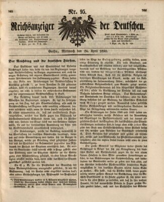Reichsanzeiger der Deutschen (Allgemeiner Anzeiger der Deutschen) Mittwoch 24. April 1850