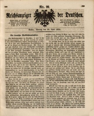 Reichsanzeiger der Deutschen (Allgemeiner Anzeiger der Deutschen) Montag 29. April 1850